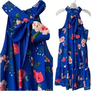 Eliza J Bare Shoulder High Neck Floral Summer Dress